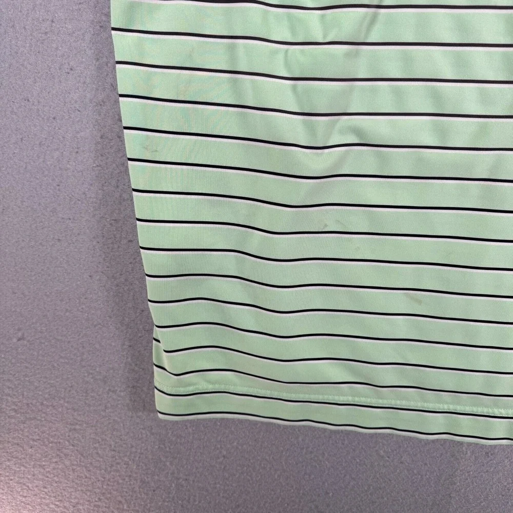 Footjoy Polo Shirt Mens Large Green Stripe Golf Sport Lightweight Stretch Active